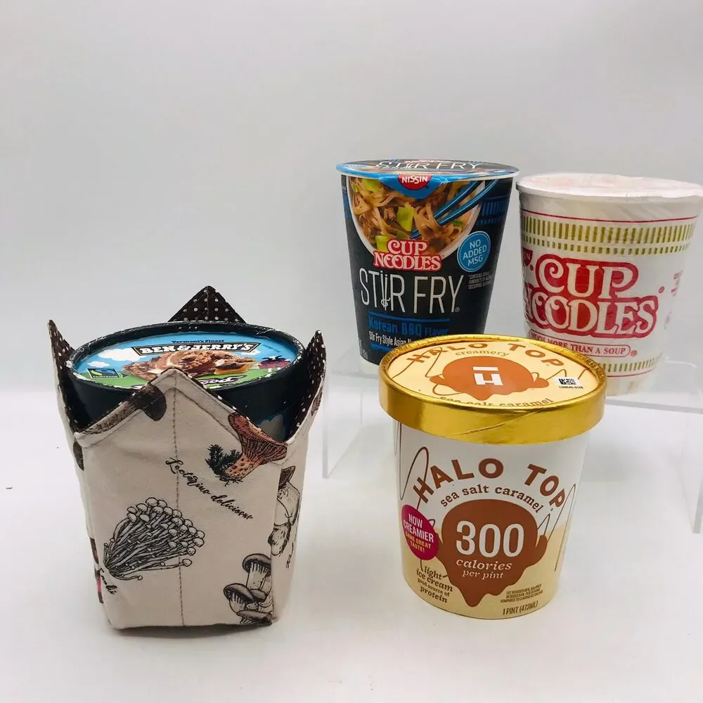 Microwave Pint Size Cozy, Mushroom, For Hot or Cold Oatmeal, Ice Cream, Noodles
